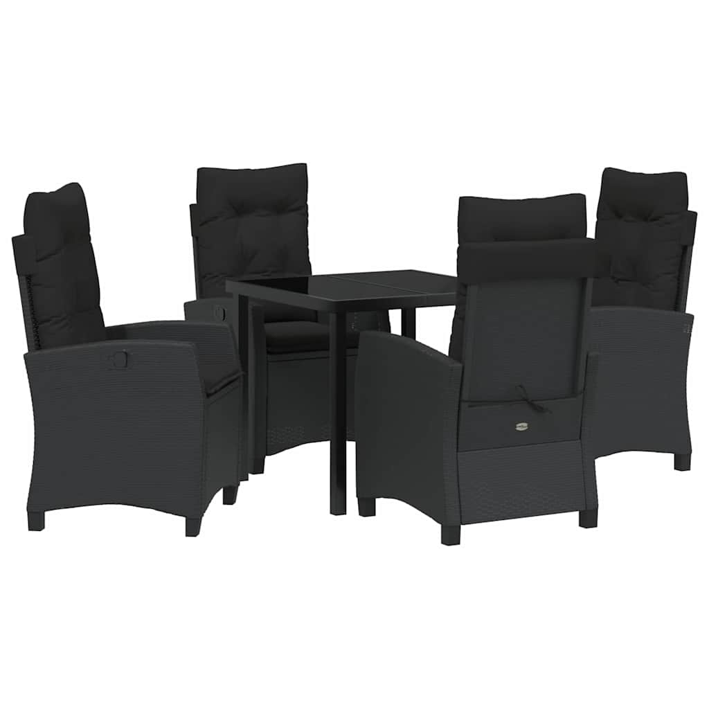 Garten Essgruppe mit Kissen 5 pcs Schwarz Poly-Rattan