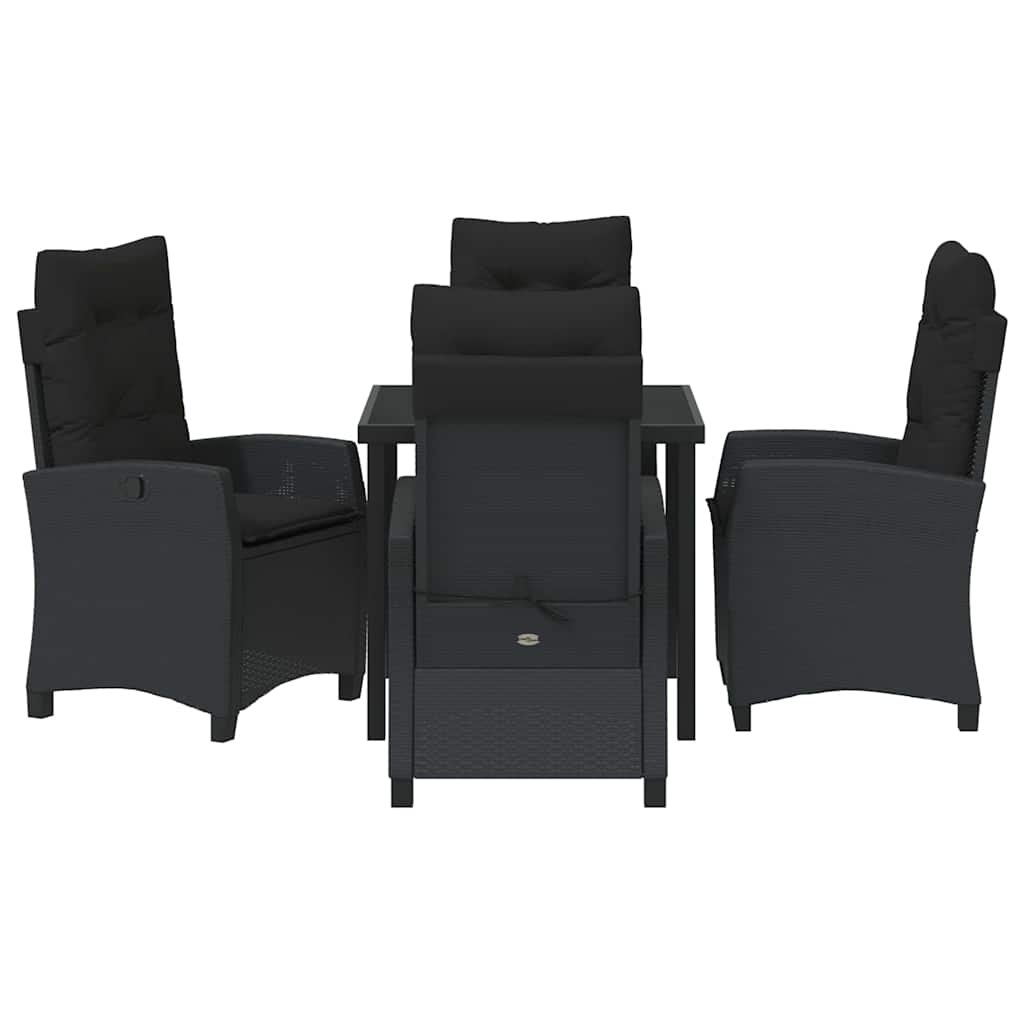 Garten Essgruppe mit Kissen 5 pcs Schwarz Poly-Rattan