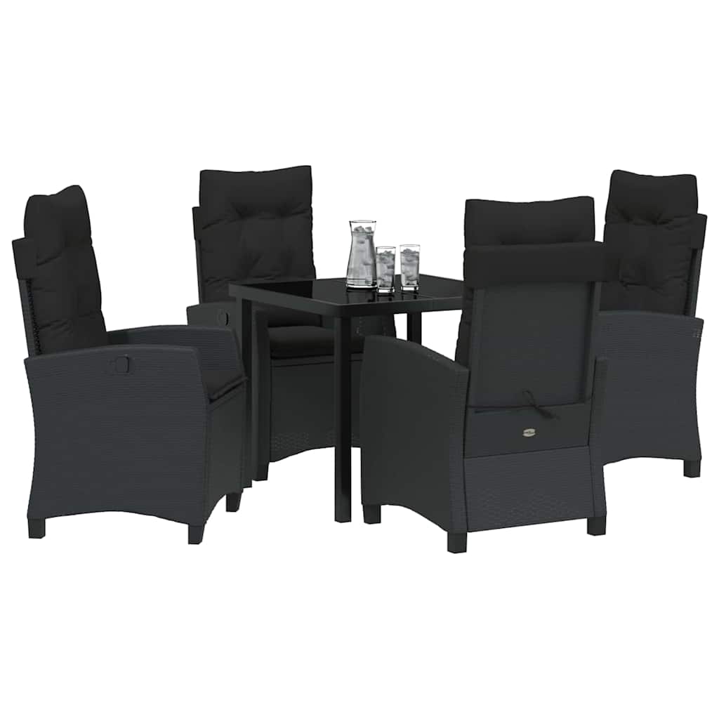 Garten Essgruppe mit Kissen 5 pcs Schwarz Poly-Rattan