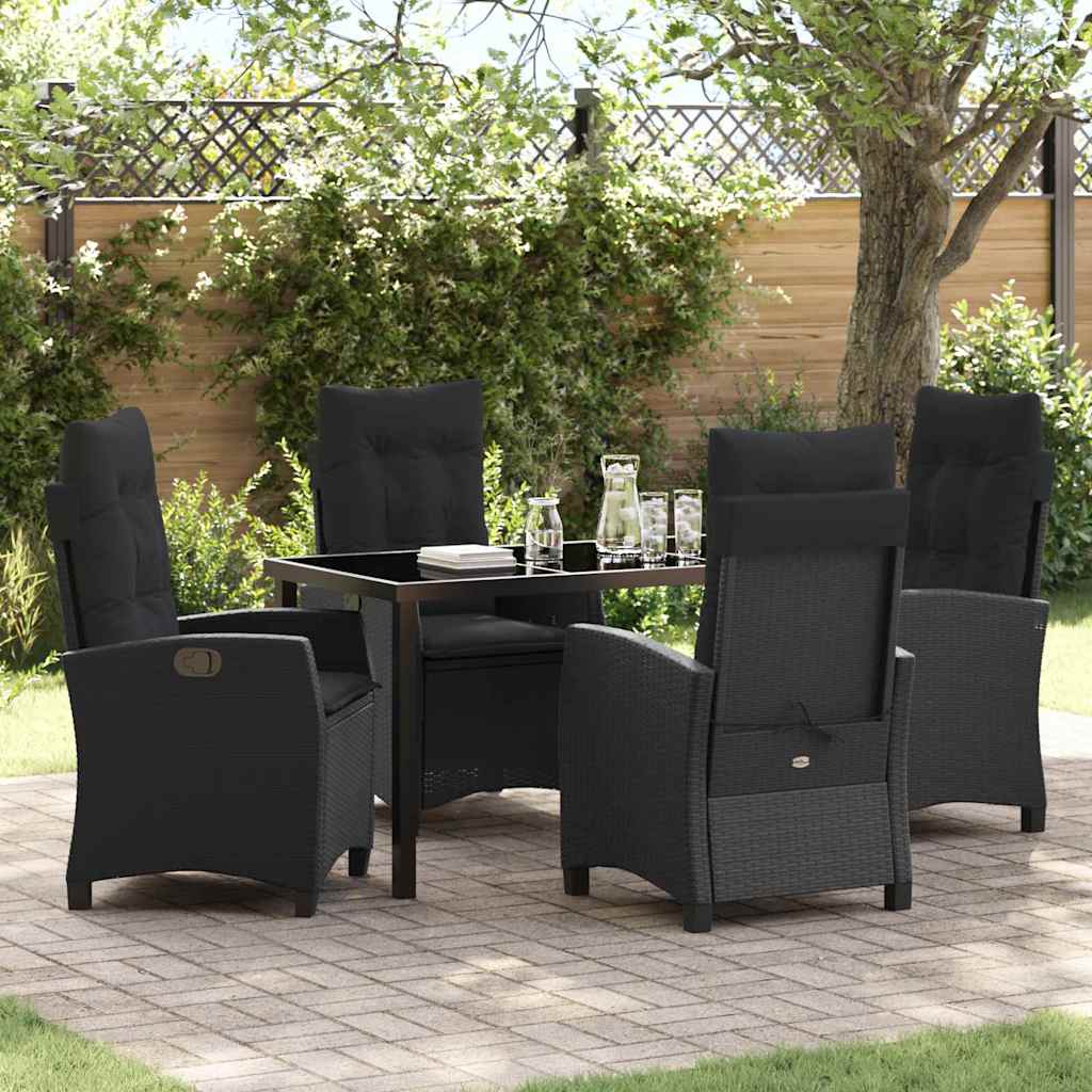 Garten Essgruppe mit Kissen 5 pcs Schwarz Poly-Rattan