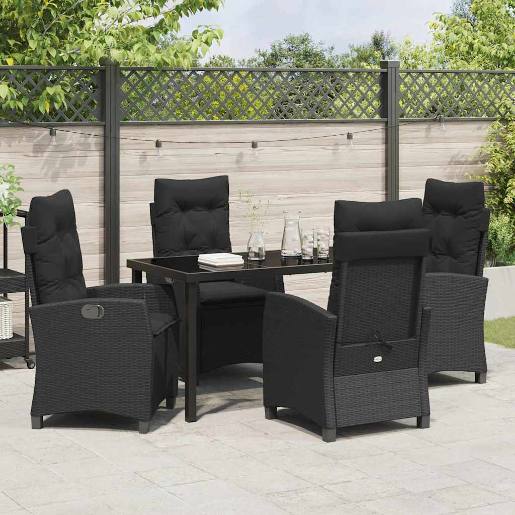 Garten Essgruppe mit Kissen 5 pcs Schwarz Poly-Rattan