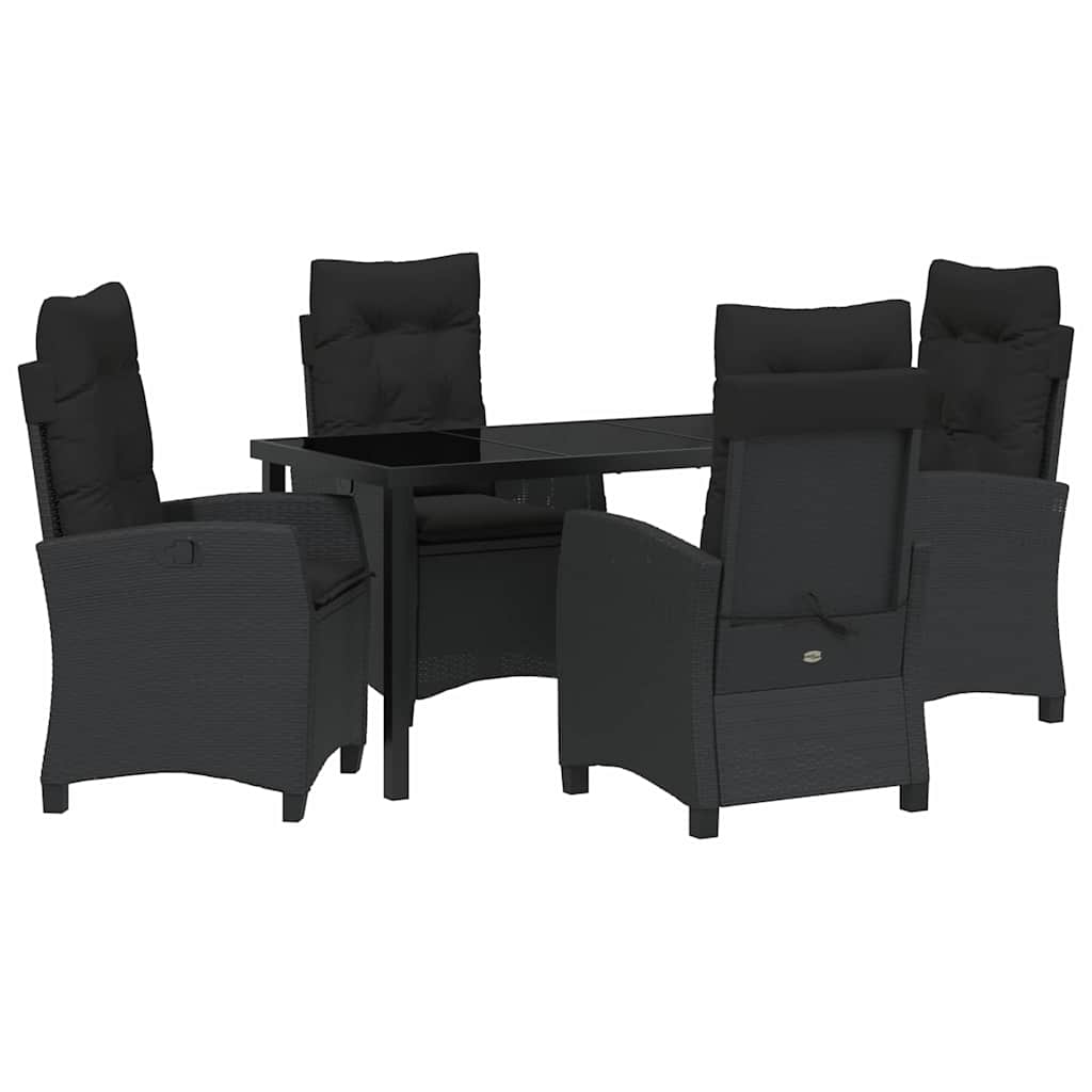 Garten Essgruppe mit Kissen 5 pcs Schwarz Poly-Rattan