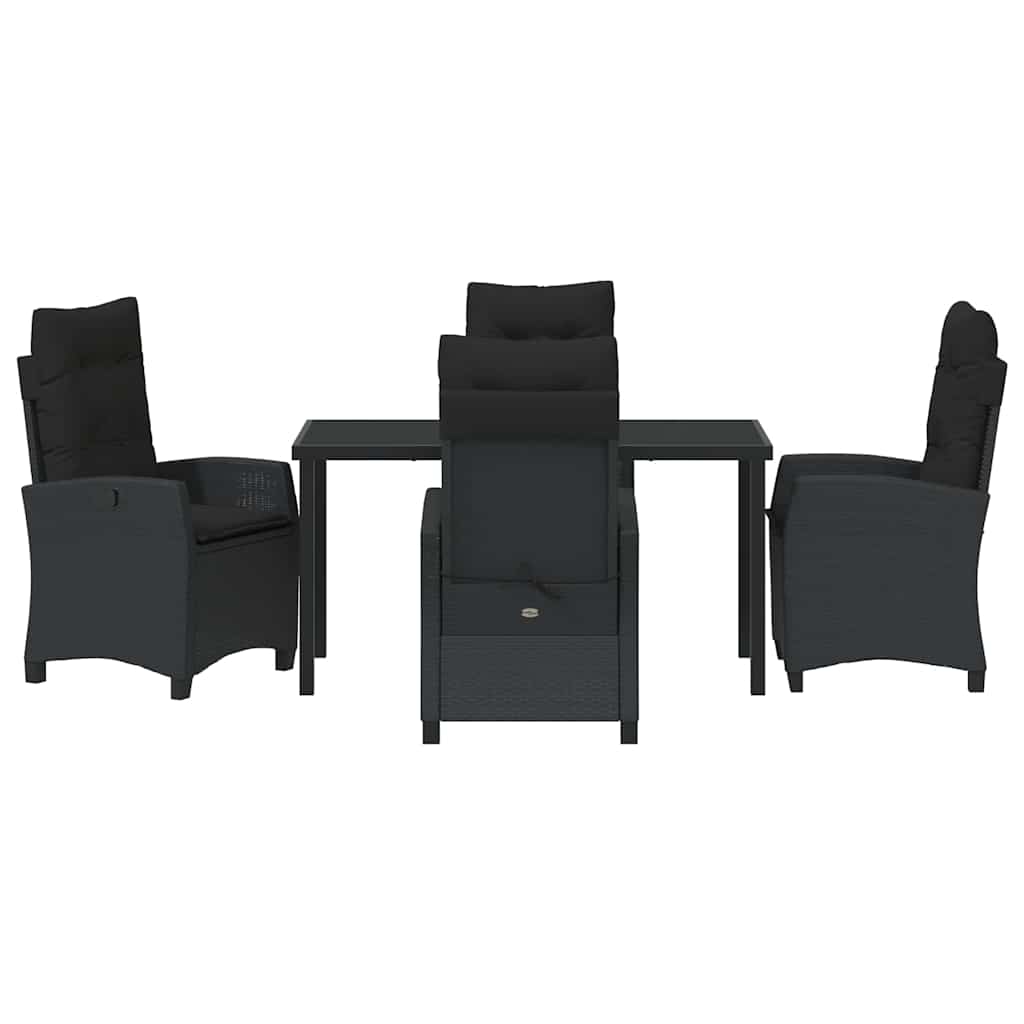 Garten Essgruppe mit Kissen 5 pcs Schwarz Poly-Rattan