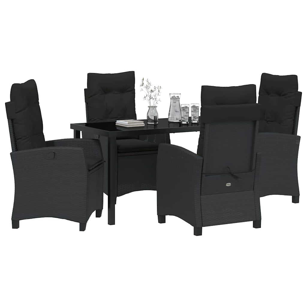 Garten Essgruppe mit Kissen 5 pcs Schwarz Poly-Rattan