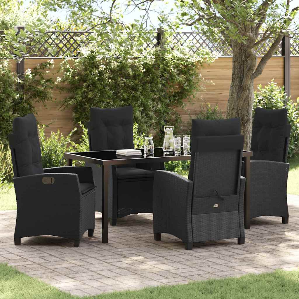 Garten Essgruppe mit Kissen 5 pcs Schwarz Poly-Rattan