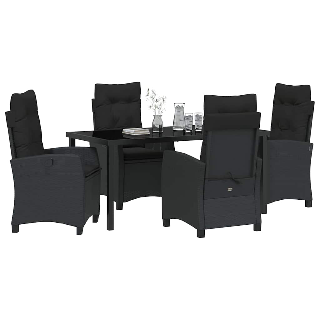 Garten Essgruppe mit Kissen 5 pcs Schwarz Poly-Rattan
