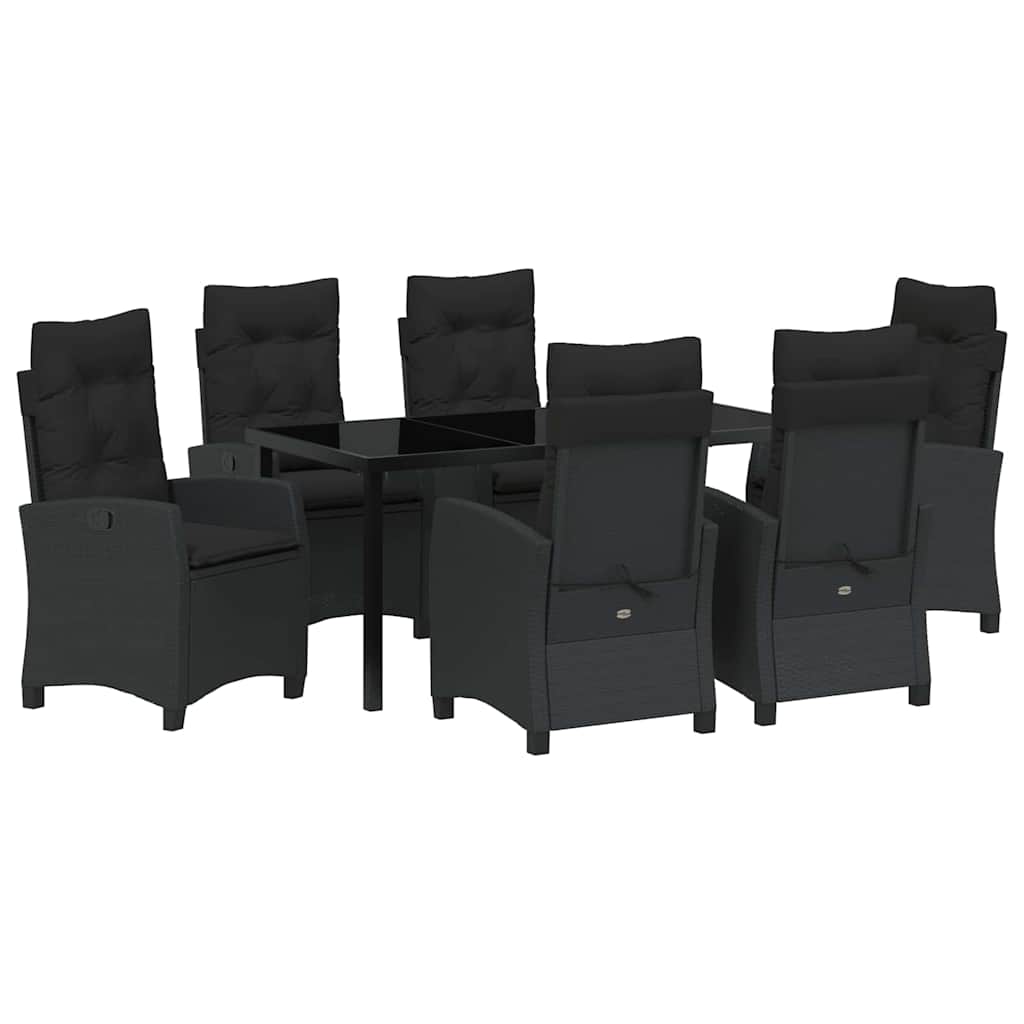 Garten Essgruppe mit Kissen 7 pcs Schwarz Poly-Rattan