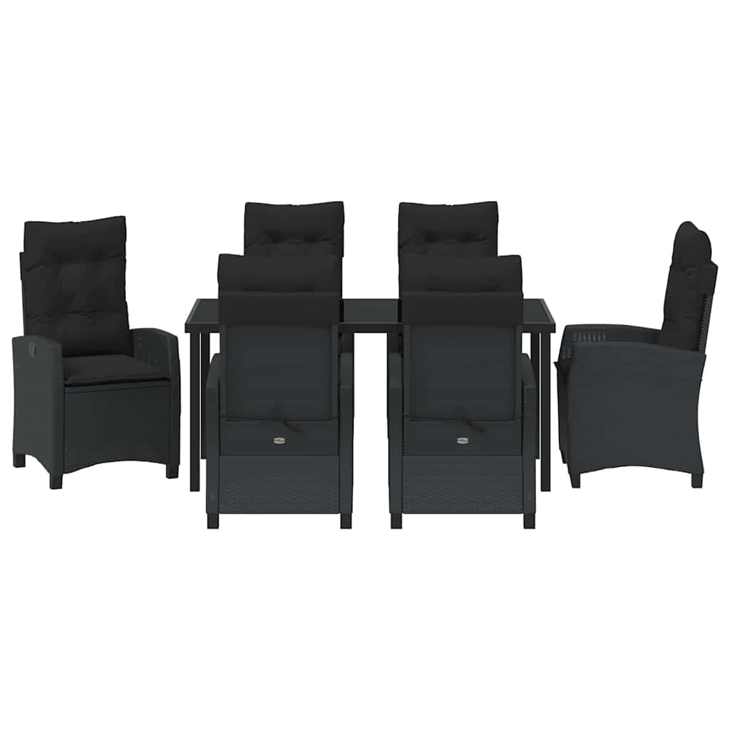 Garten Essgruppe mit Kissen 7 pcs Schwarz Poly-Rattan