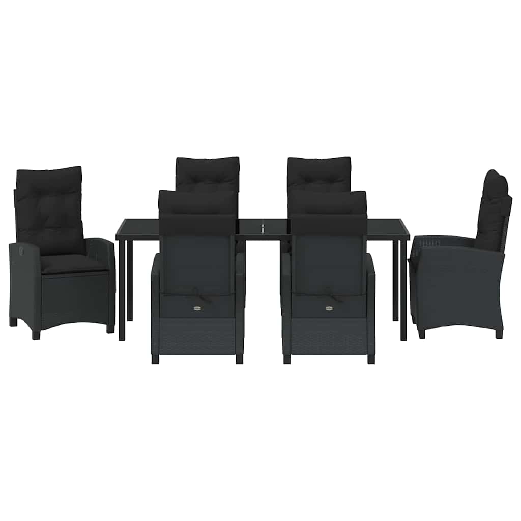 Garten Essgruppe mit Kissen 7 pcs Schwarz Poly-Rattan