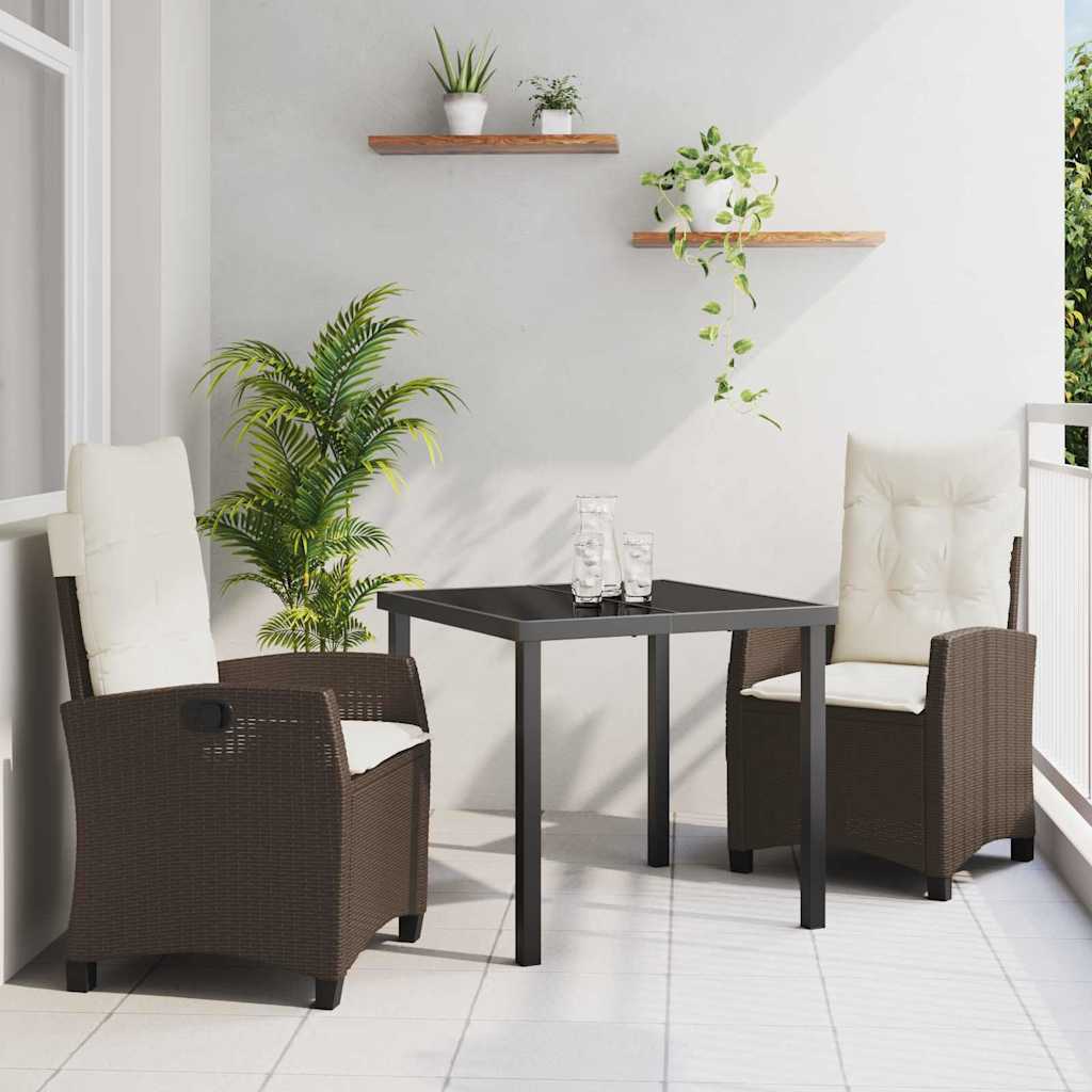 Garten Essgruppe mit Kissen 3 pcs Braun Poly-Rattan