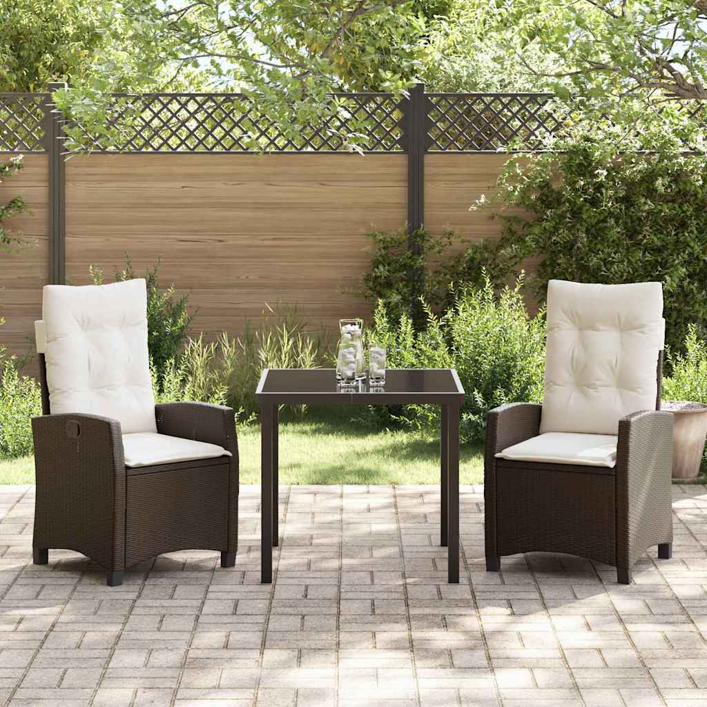 Garten Essgruppe mit Kissen 3 pcs Braun Poly-Rattan