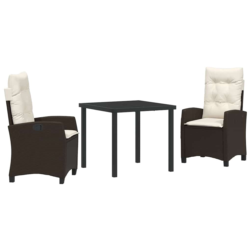 Garten Essgruppe mit Kissen 3 pcs Braun Poly-Rattan