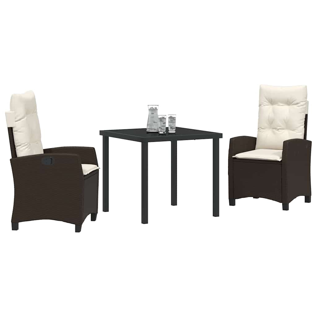 Garten Essgruppe mit Kissen 3 pcs Braun Poly-Rattan