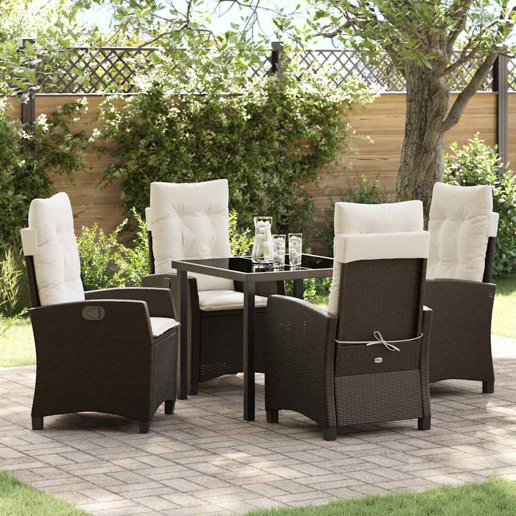 Garten Essgruppe mit Kissen 5 pcs Braun Poly-Rattan