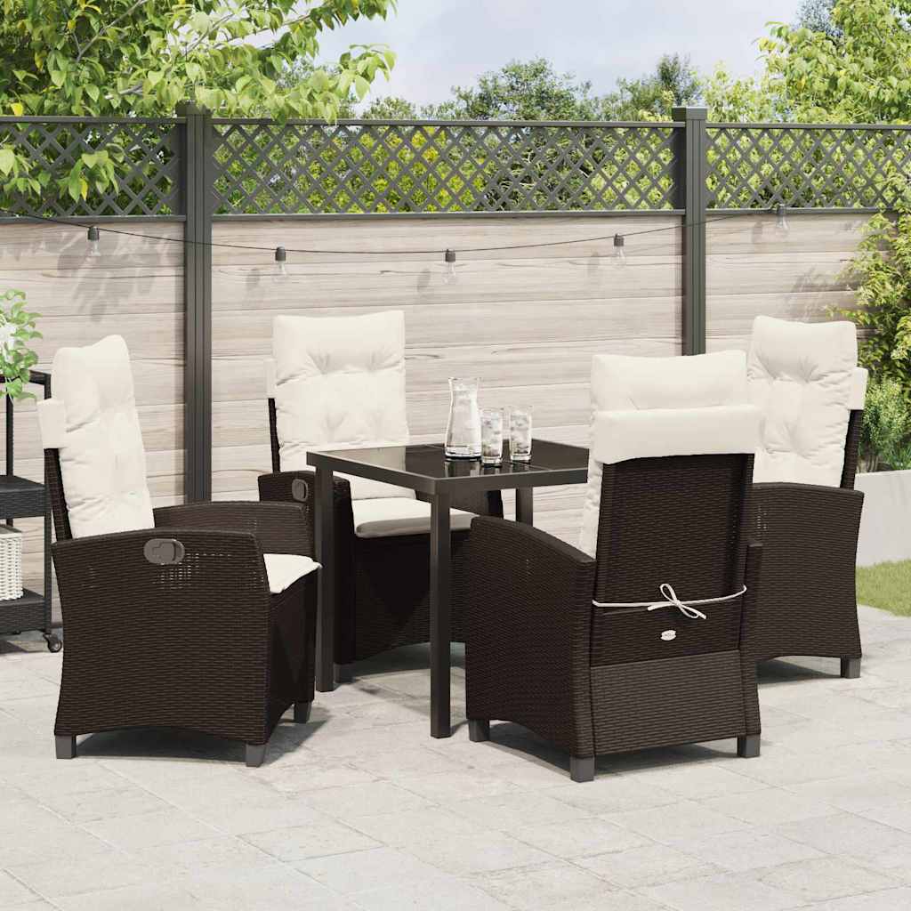 Garten Essgruppe mit Kissen 5 pcs Braun Poly-Rattan