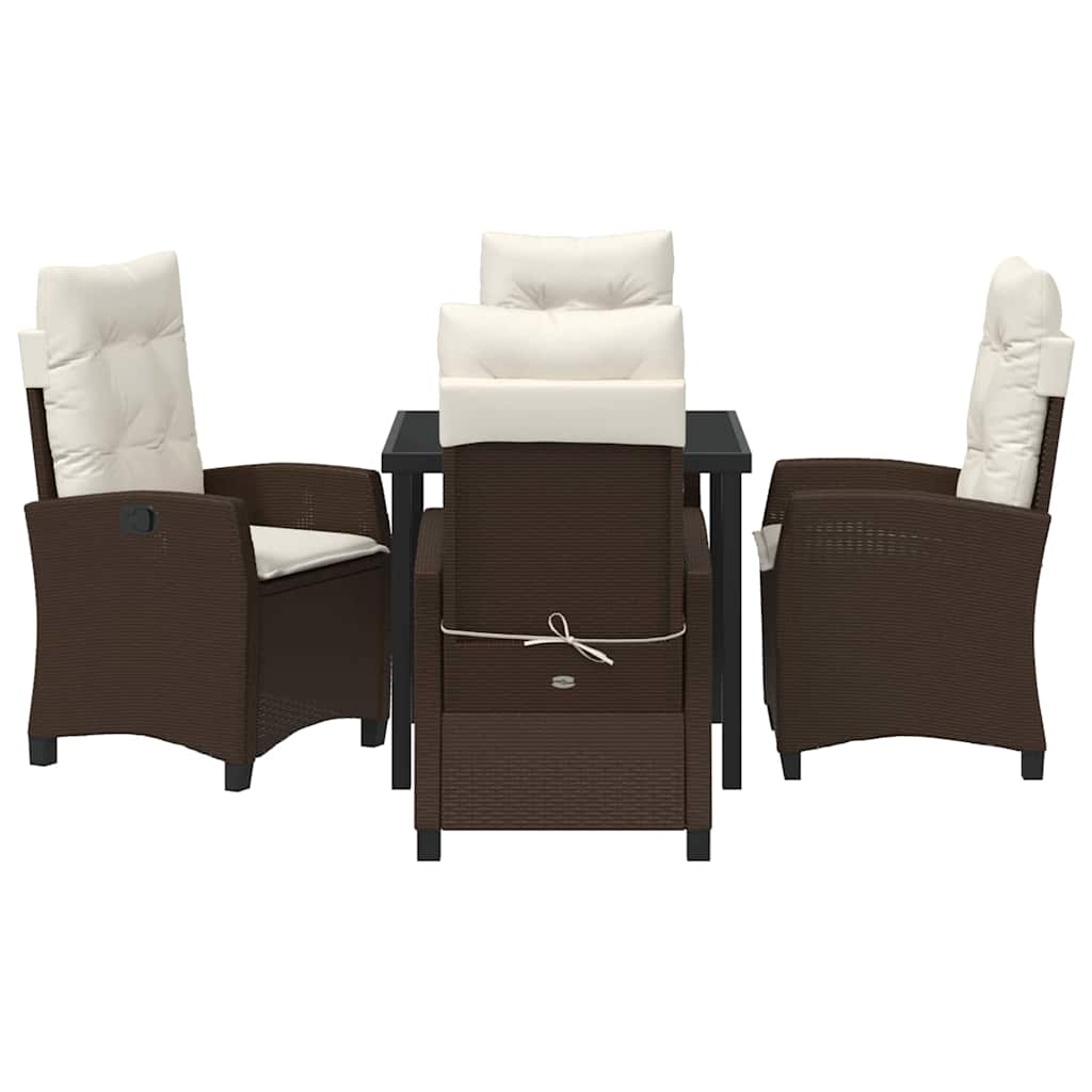 Garten Essgruppe mit Kissen 5 pcs Braun Poly-Rattan