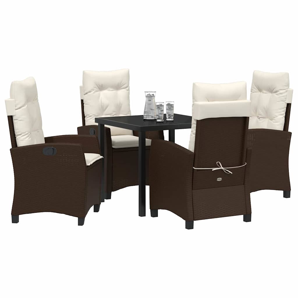 Garten Essgruppe mit Kissen 5 pcs Braun Poly-Rattan