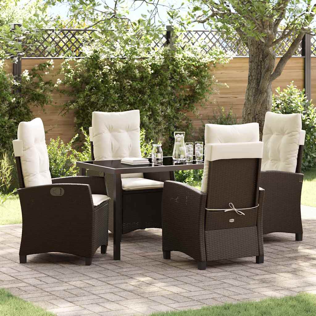 Garten Essgruppe mit Kissen 5 pcs Braun Poly-Rattan
