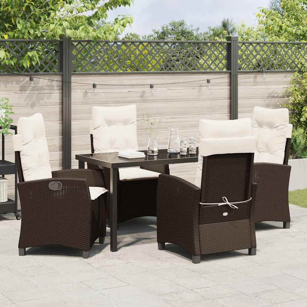 Garten Essgruppe mit Kissen 5 pcs Braun Poly-Rattan