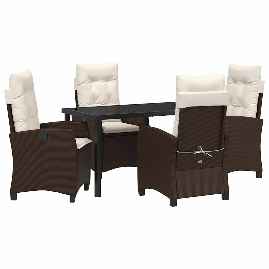 Garten Essgruppe mit Kissen 5 pcs Braun Poly-Rattan
