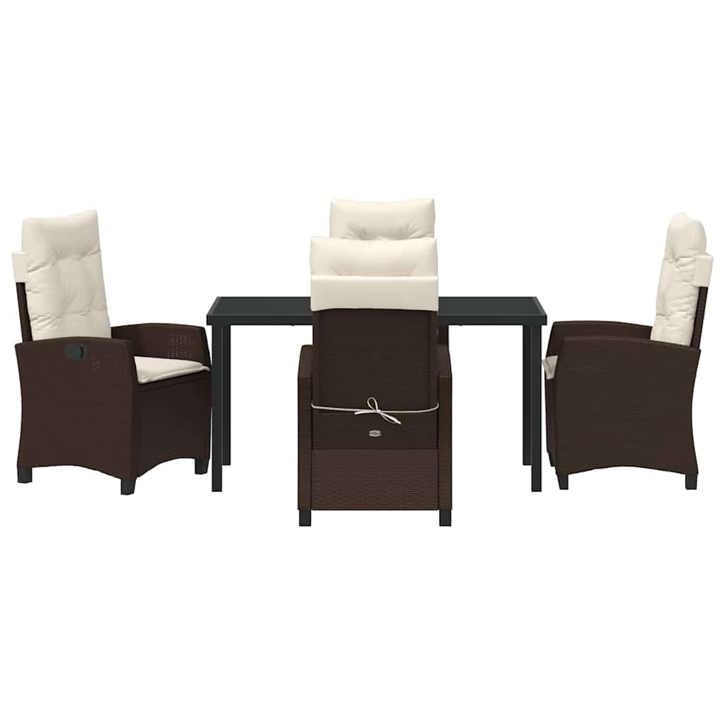 Garten Essgruppe mit Kissen 5 pcs Braun Poly-Rattan