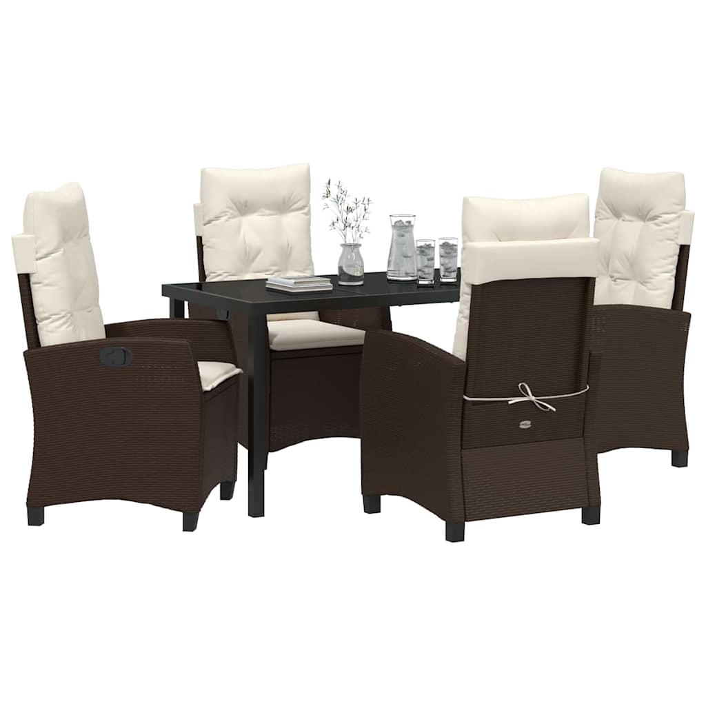 Garten Essgruppe mit Kissen 5 pcs Braun Poly-Rattan