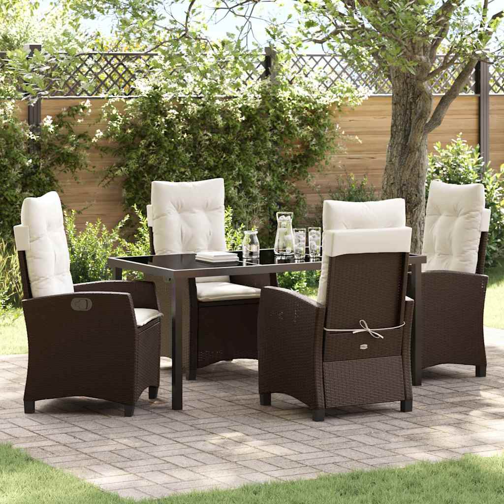 Garten Essgruppe mit Kissen 5 pcs Braun Poly-Rattan
