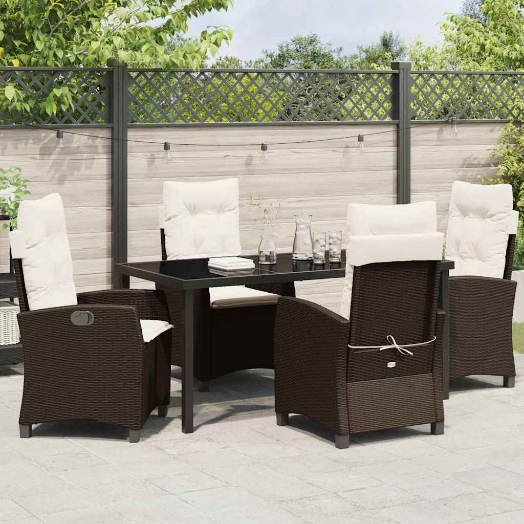 Garten Essgruppe mit Kissen 5 pcs Braun Poly-Rattan