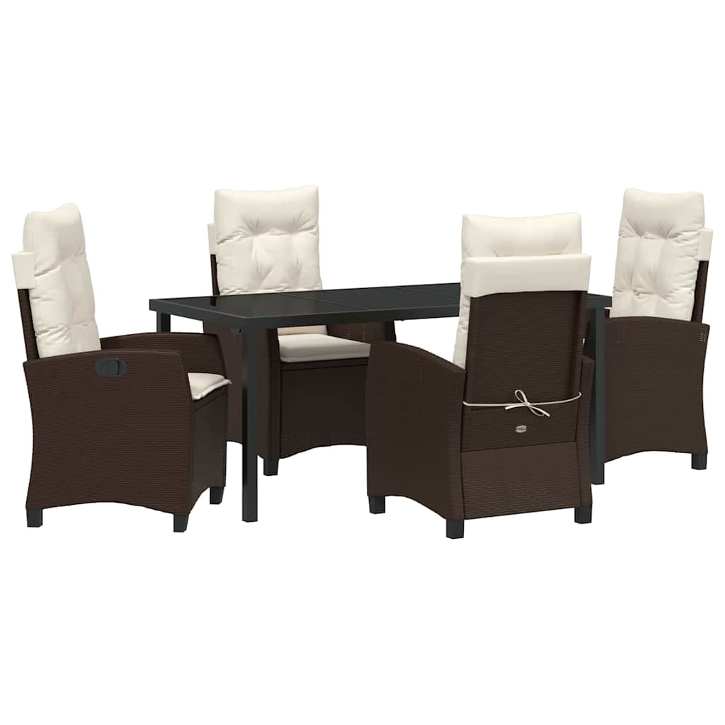 Garten Essgruppe mit Kissen 5 pcs Braun Poly-Rattan