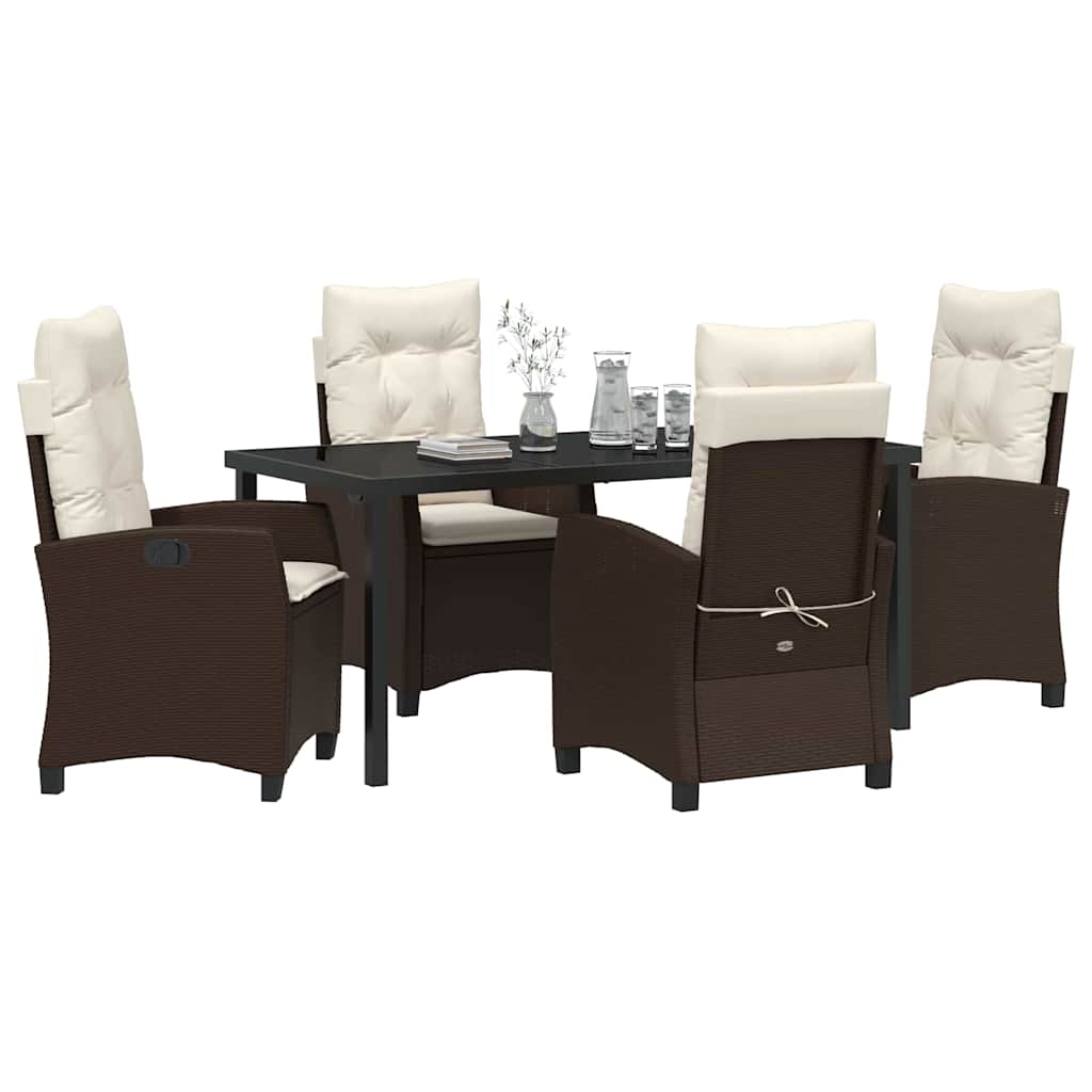 Garten Essgruppe mit Kissen 5 pcs Braun Poly-Rattan