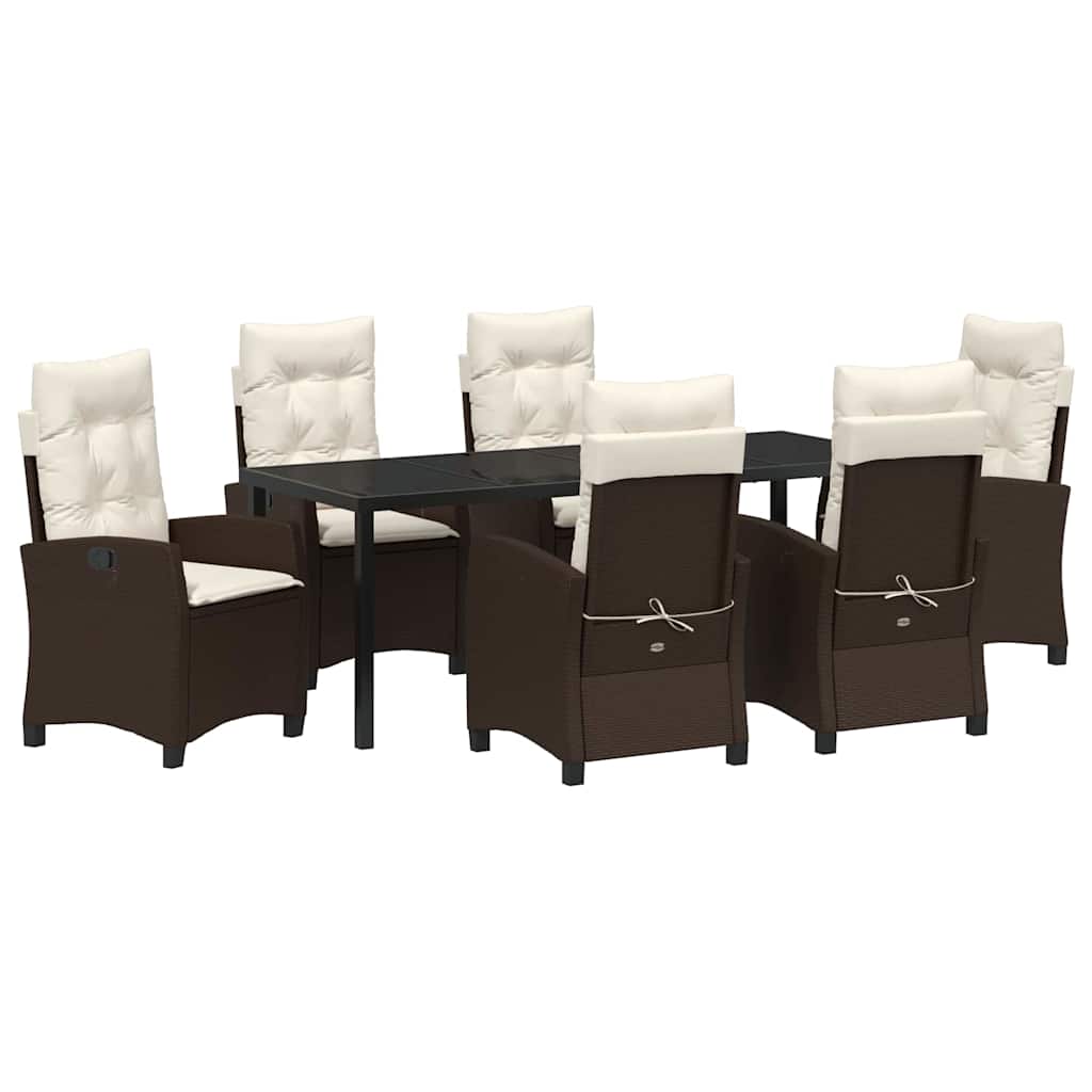 Garten Essgruppe mit Kissen 7 pcs Braun Poly-Rattan