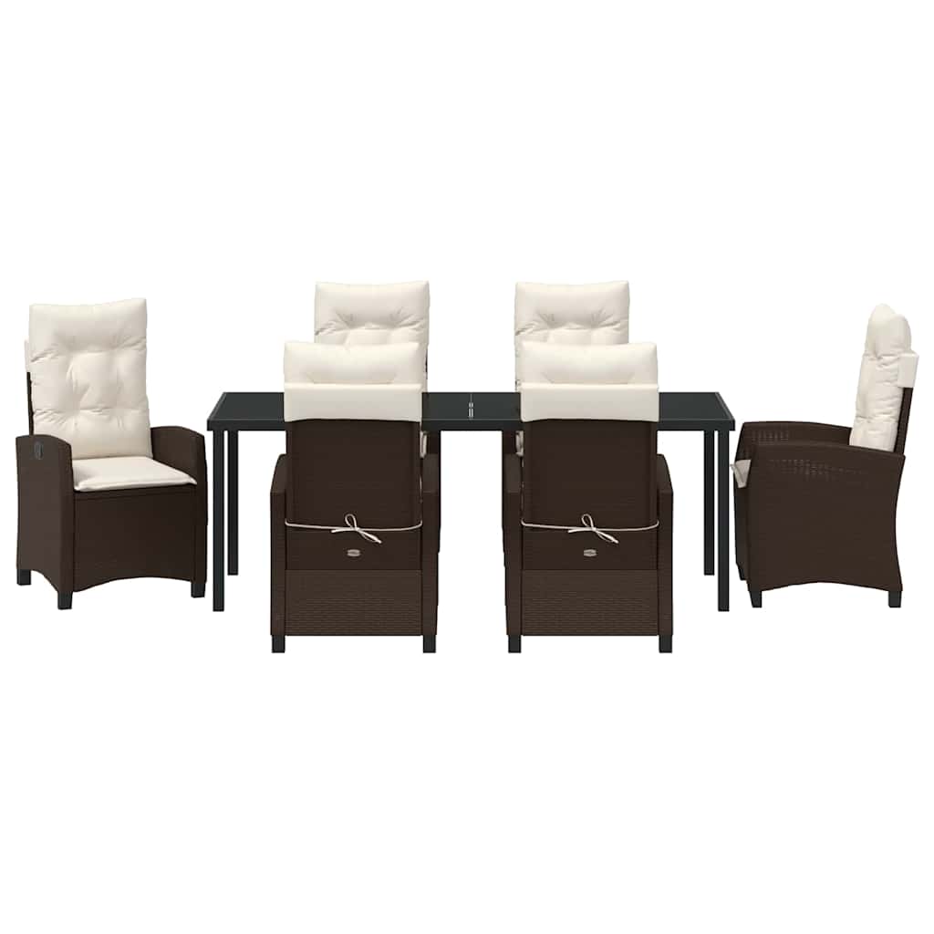 Garten Essgruppe mit Kissen 7 pcs Braun Poly-Rattan