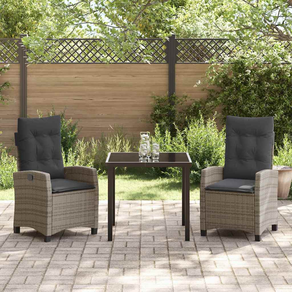 Garten Essgruppe mit Kissen 3 pcs Grau Poly-Rattan