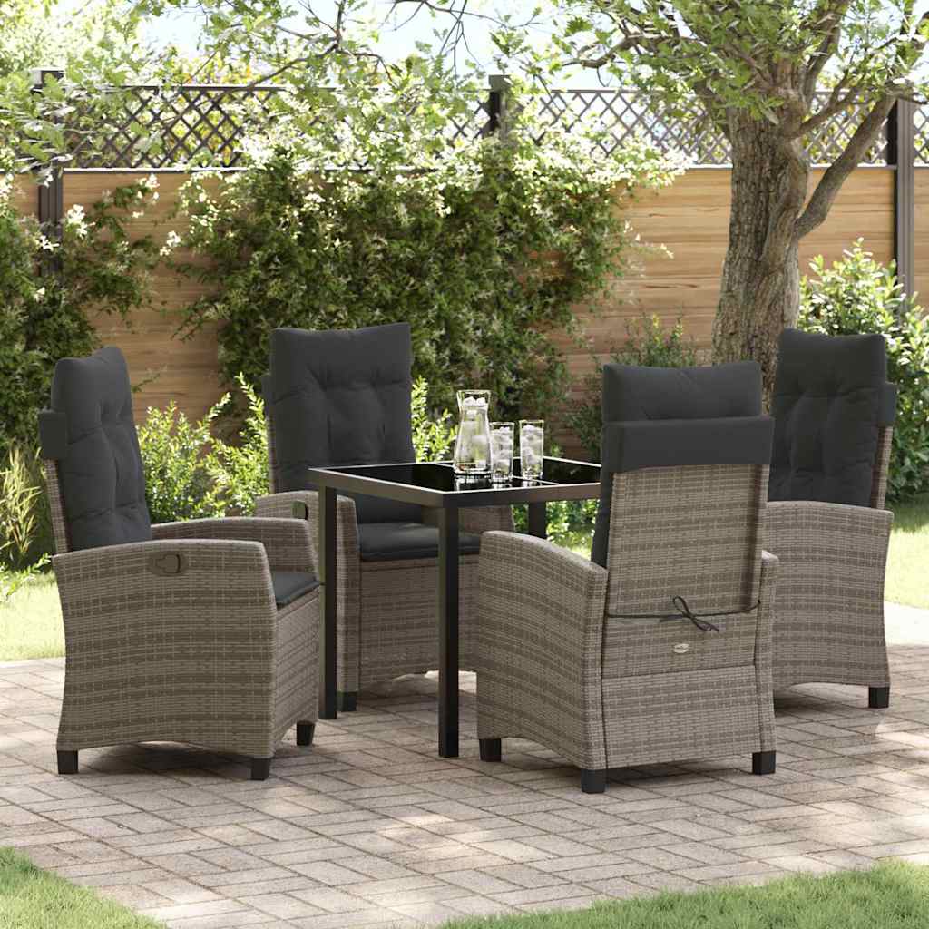 Garten Essgruppe mit Kissen 5 pcs Grau Poly-Rattan