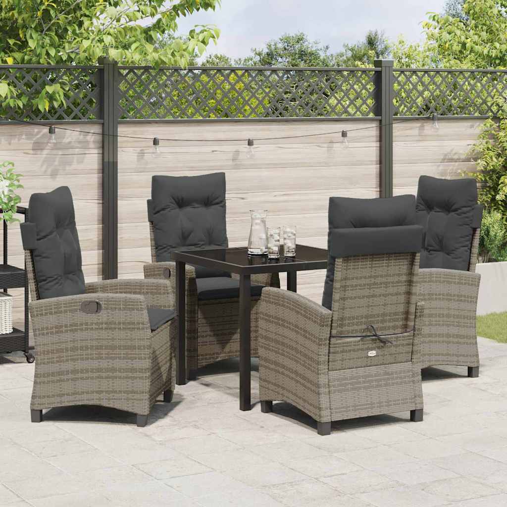 Garten Essgruppe mit Kissen 5 pcs Grau Poly-Rattan