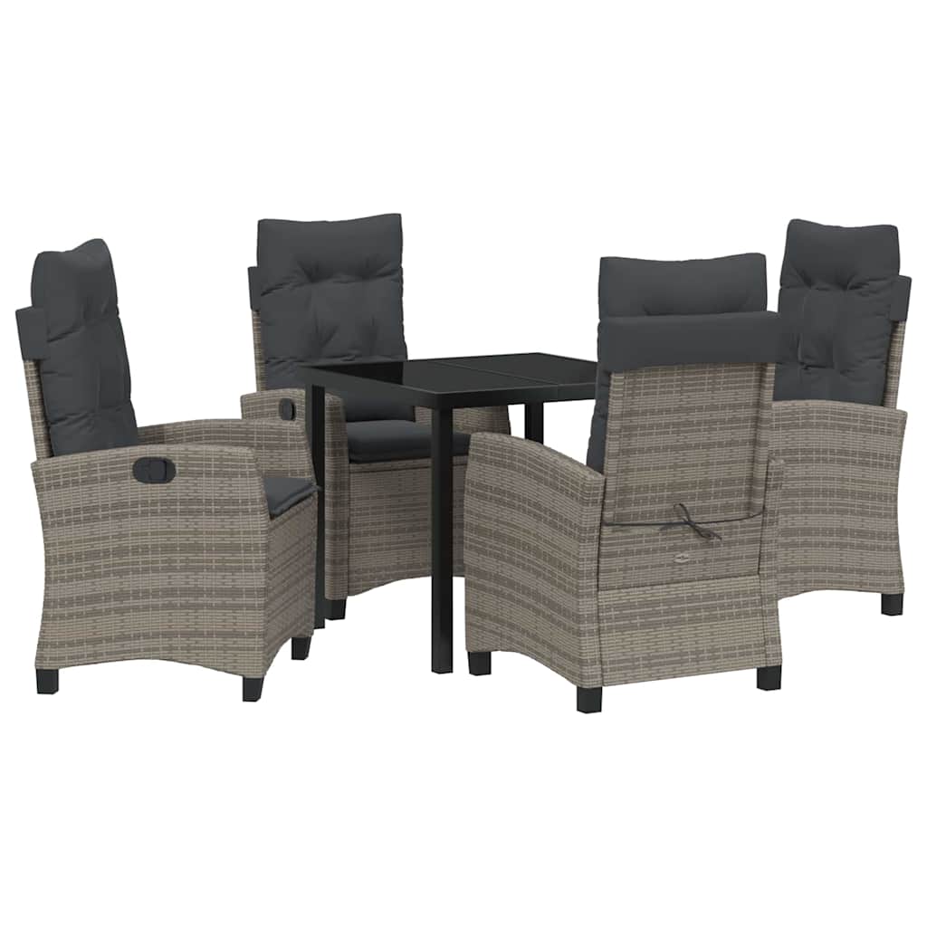 Garten Essgruppe mit Kissen 5 pcs Grau Poly-Rattan