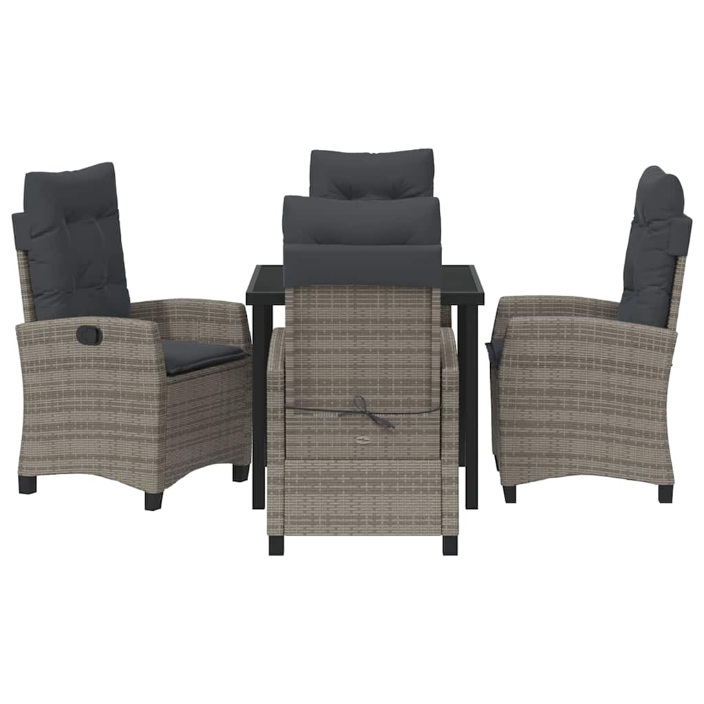 Garten Essgruppe mit Kissen 5 pcs Grau Poly-Rattan