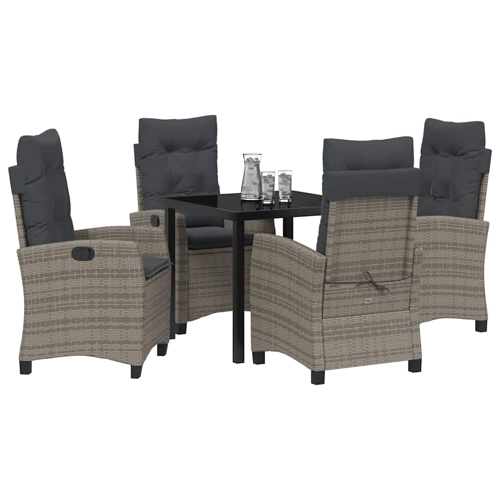 Garten Essgruppe mit Kissen 5 pcs Grau Poly-Rattan