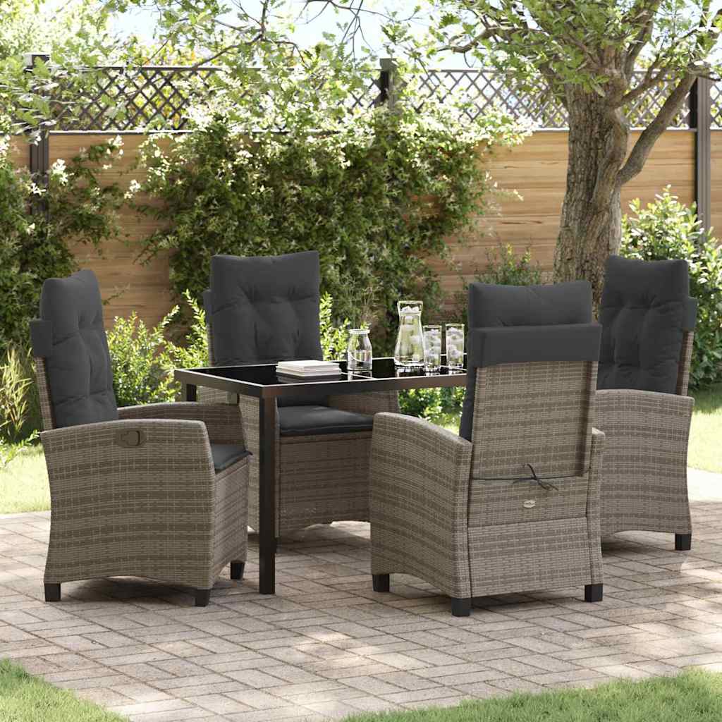 Garten Essgruppe mit Kissen 5 pcs Grau Poly-Rattan