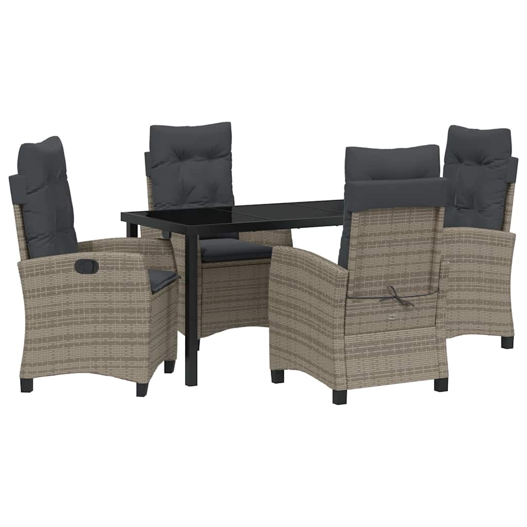 Garten Essgruppe mit Kissen 5 pcs Grau Poly-Rattan