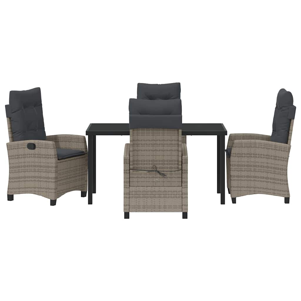 Garten Essgruppe mit Kissen 5 pcs Grau Poly-Rattan