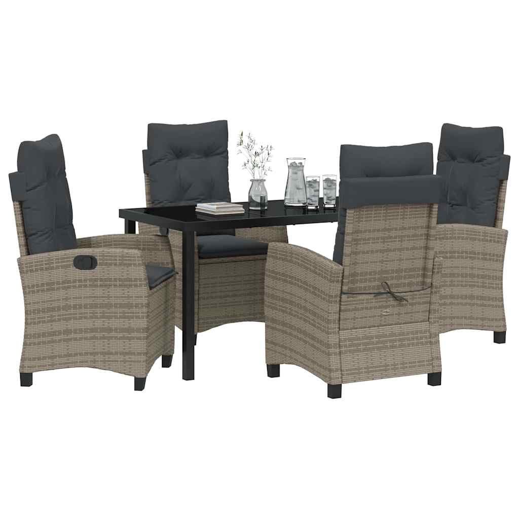 Garten Essgruppe mit Kissen 5 pcs Grau Poly-Rattan