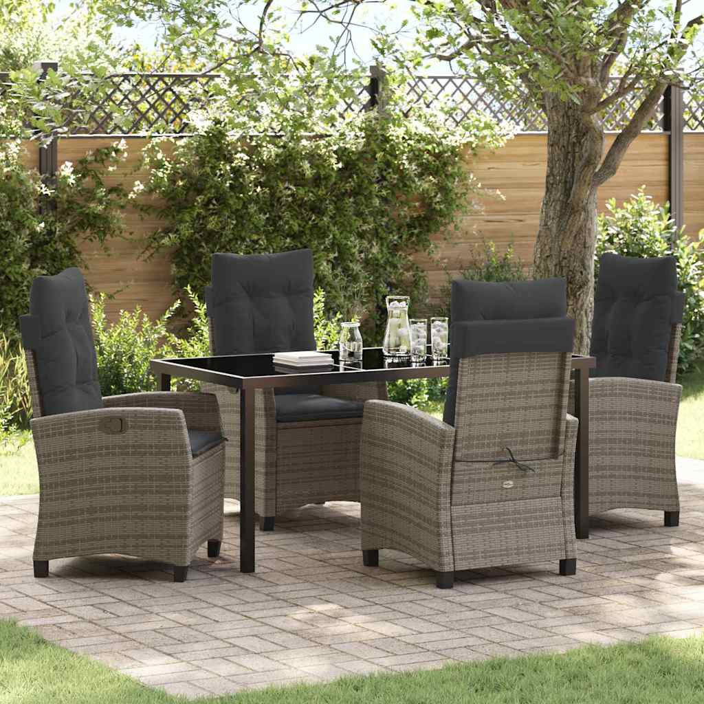 Garten Essgruppe mit Kissen 5 pcs Grau Poly-Rattan