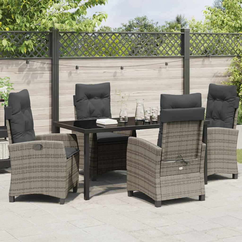 Garten Essgruppe mit Kissen 5 pcs Grau Poly-Rattan