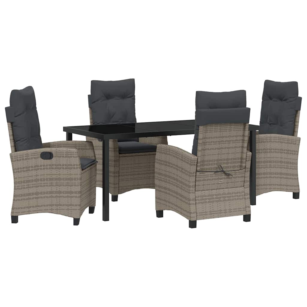 Garten Essgruppe mit Kissen 5 pcs Grau Poly-Rattan