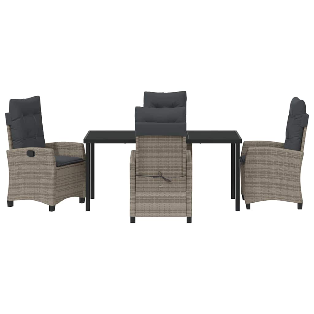 Garten Essgruppe mit Kissen 5 pcs Grau Poly-Rattan