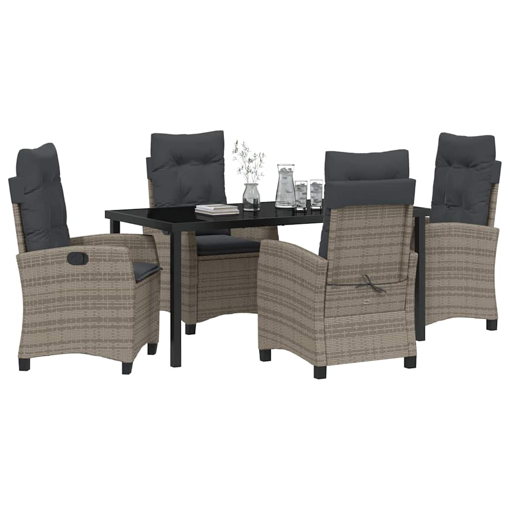 Garten Essgruppe mit Kissen 5 pcs Grau Poly-Rattan