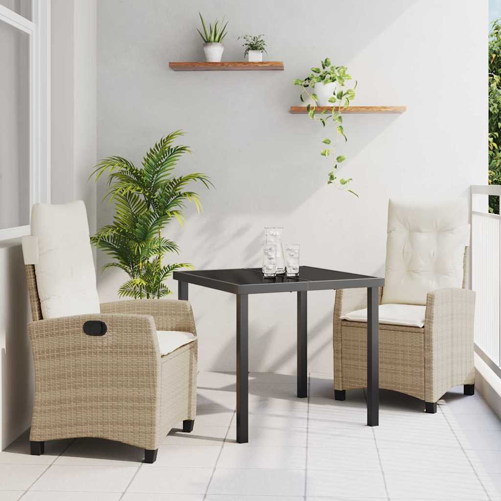 Garten Essgruppe mit Kissen 3 pcs Beige Poly-Rattan