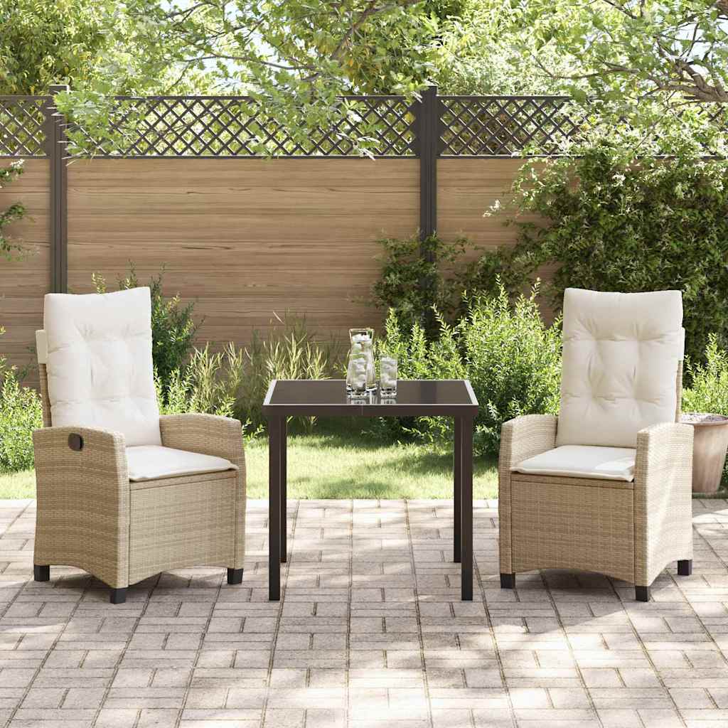 Garten Essgruppe mit Kissen 3 pcs Beige Poly-Rattan