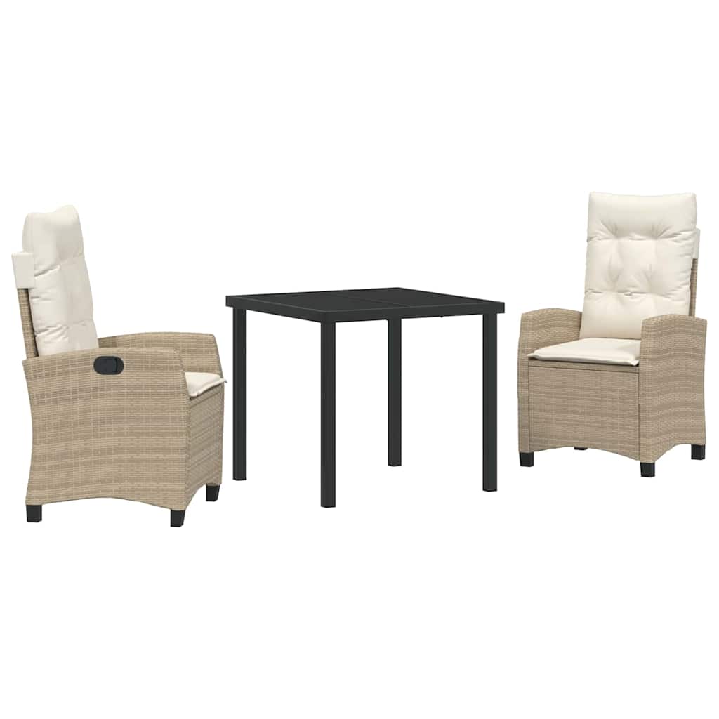 Garten Essgruppe mit Kissen 3 pcs Beige Poly-Rattan